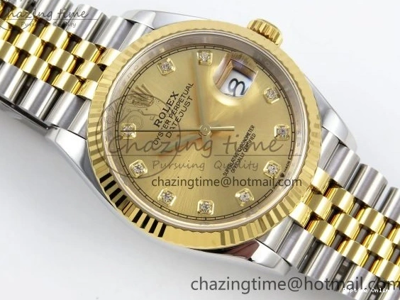 0107 DateJust 36 126233 APF 1:1 Best Edition 904L Steel YG Diamonds Dial on SS YG Jubilee Bracelet VR Unisex 1592